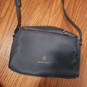 Nanette Lepore  over the shoulder pocket book, blue/gray, 8"×5.5"